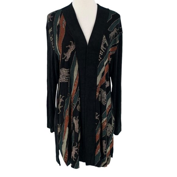 Marallis Cardigan Womens Small Black Animals Cheetah Zebra Africa Safari Vintage - Picture 1 of 8